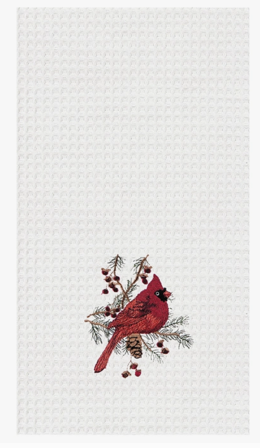 Christmas Cardinal In Evergreens Kitchen Towel