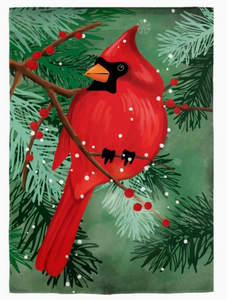 Cardinal in Pines Applique Garden Flag