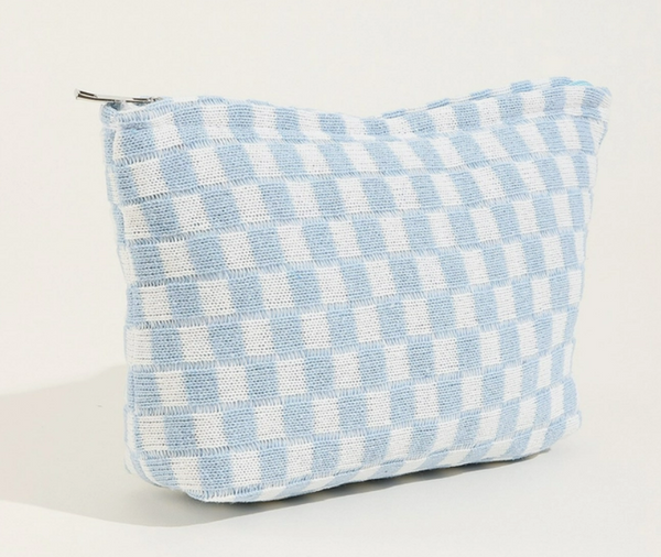 Checkered Travel Makeup Cosmetic Pouch Bag