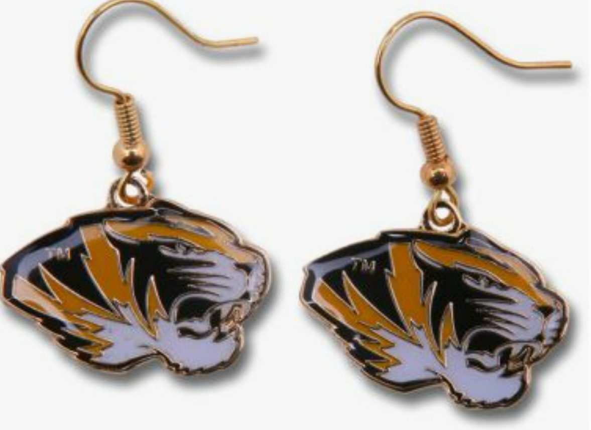 Missouri Tigers Logo Dangle Earrings