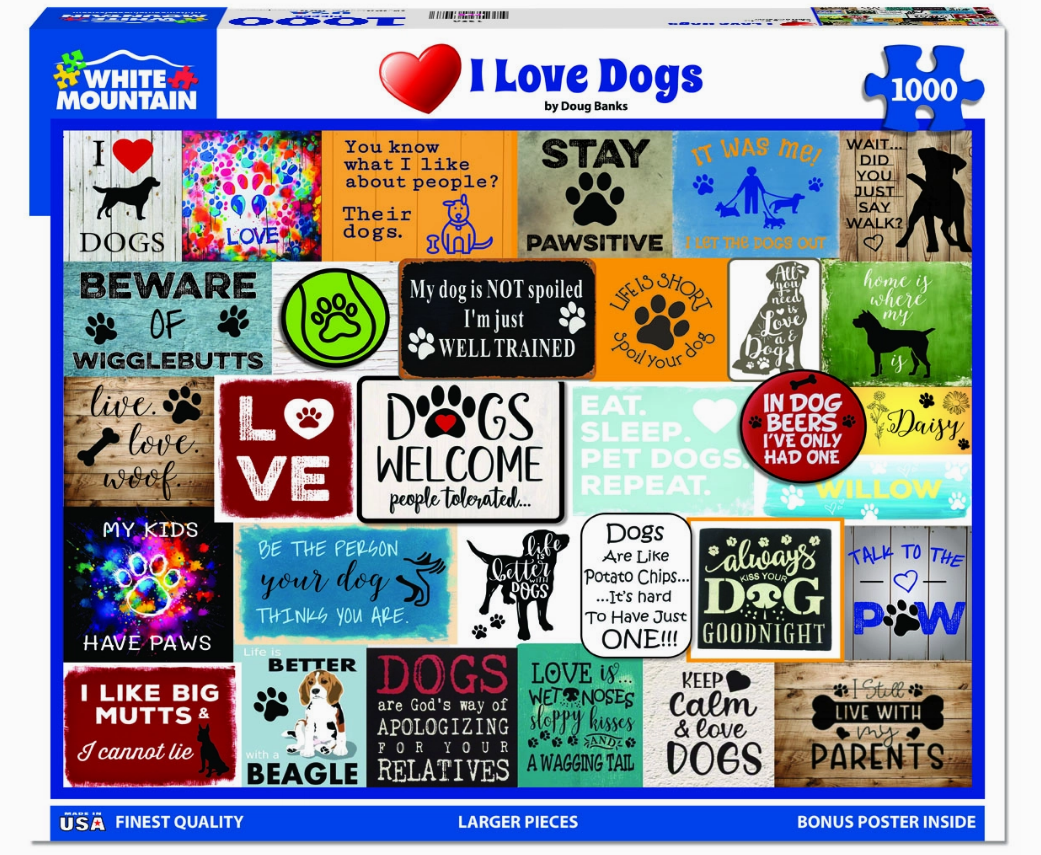 I Love Dogs - 1000 Piece Jigsaw Puzzle