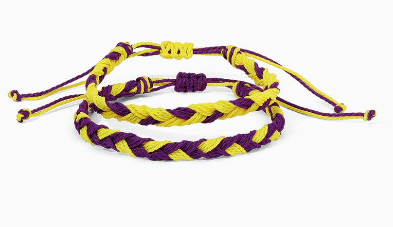 Purple & Yellow Braided Bracelets