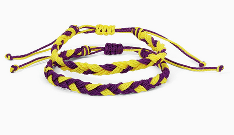 Purple & Yellow Braided Bracelets