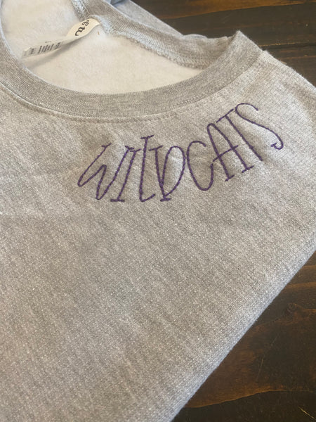 Wildcats Embroidery Crewneck Sweatshirt