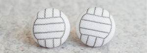 Volleyball, Fabric Covered Button Earrings