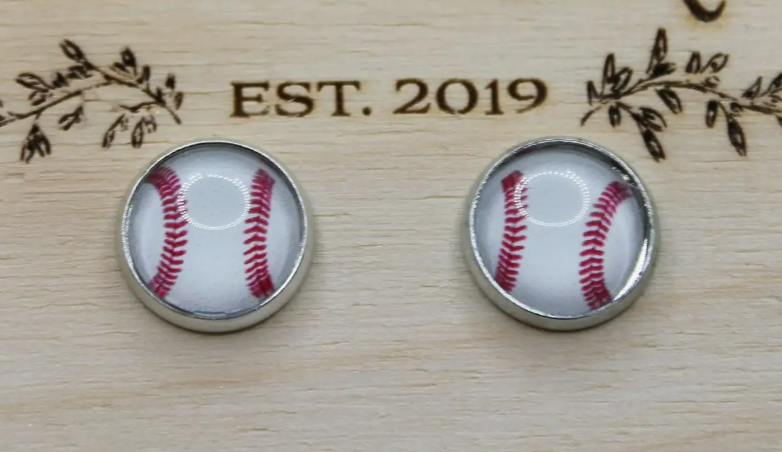 Baseball Glass Stud Earrings