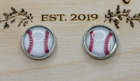 Baseball Glass Stud Earrings