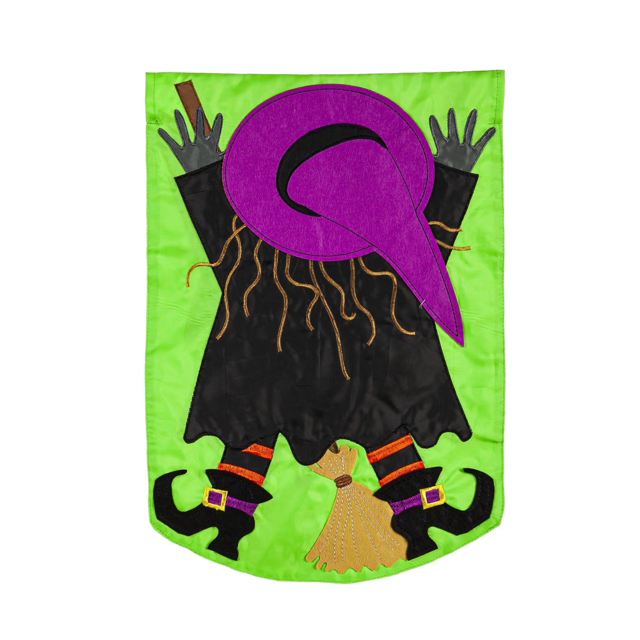 Witch Splat with Broom Garden Flag