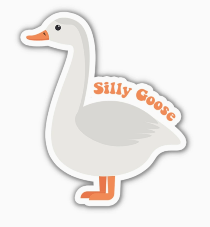 3" Silly Goose White Goose Vinyl Waterproof Sticker