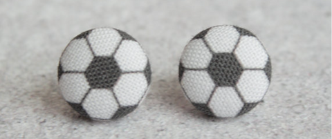 Soccer Fabric Button Earrings