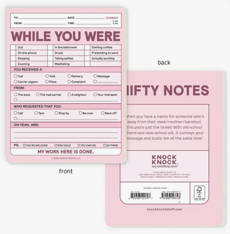 While You Were Nifty Note Pad (Pastel Version)