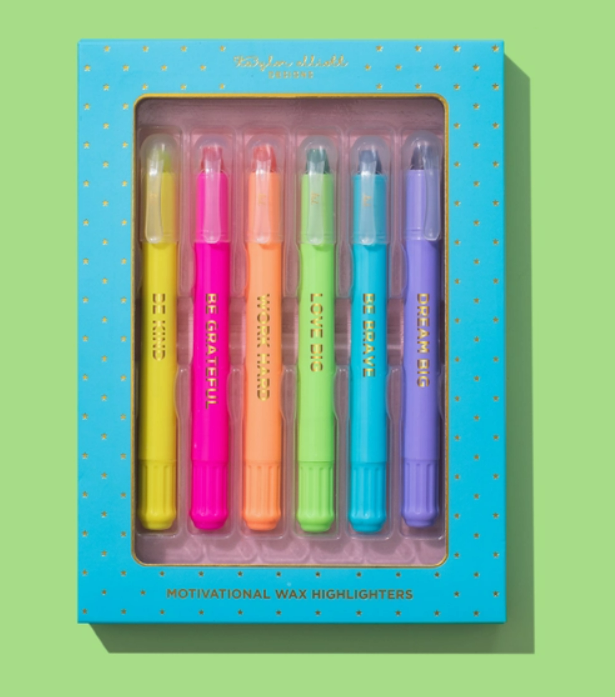 Wax Highlighter Set - Motivational - Asst Clrs - 6 Piece Set