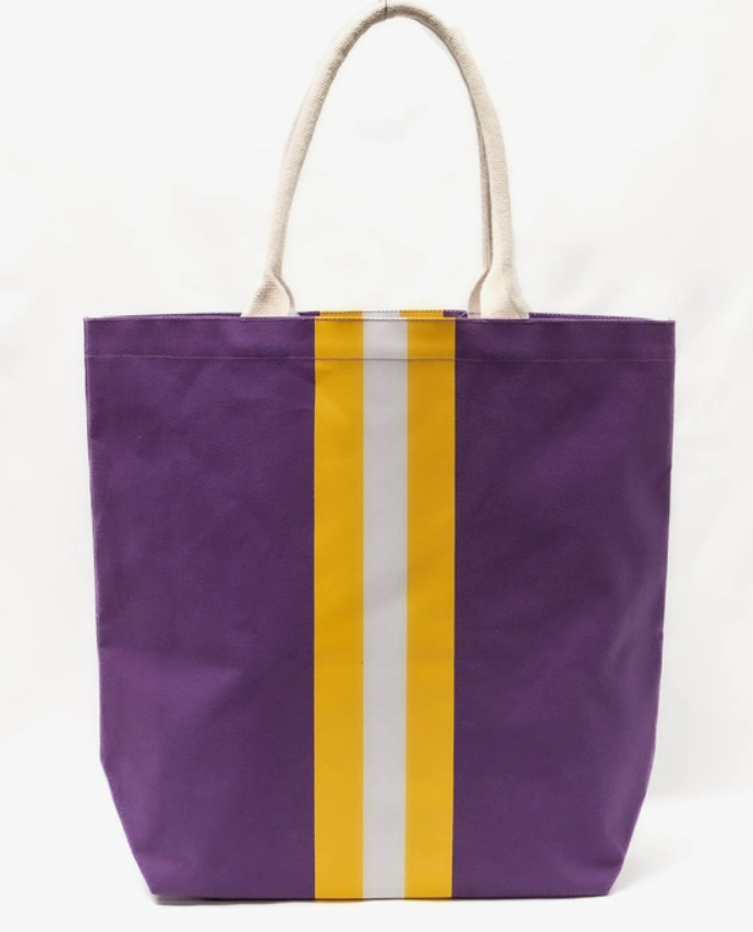 Campus Stripe Tote Purple/White/Yellow