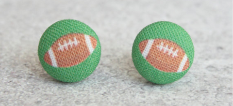 Footballs, Fabric Covered Button Earrings