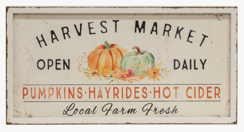 Harvest Market Open Daily Pumpkin Metal Sign