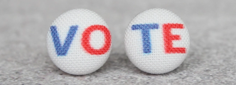 VOTE Fabric Button Earrings