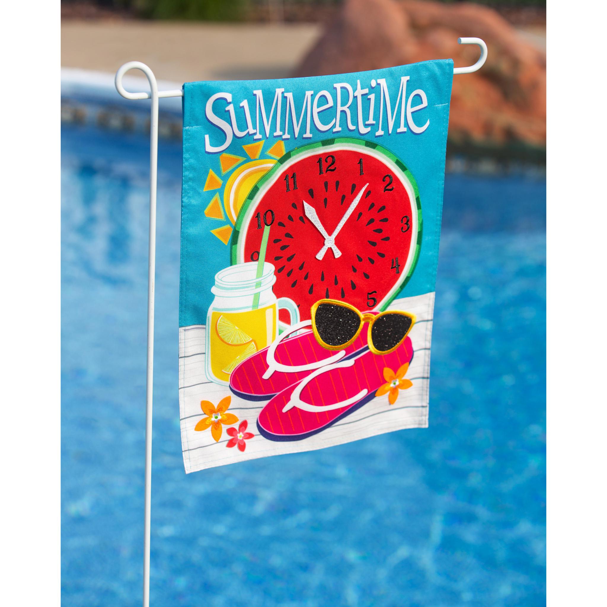 Watermelon Clock Garden Linen Flag