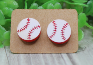 Baseball Stud Acrylic Earrings