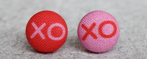XOXO Fabric Button Earrings