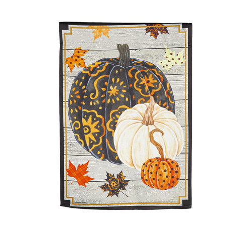 Patterned Pumpkins and Leaves Garden Flag