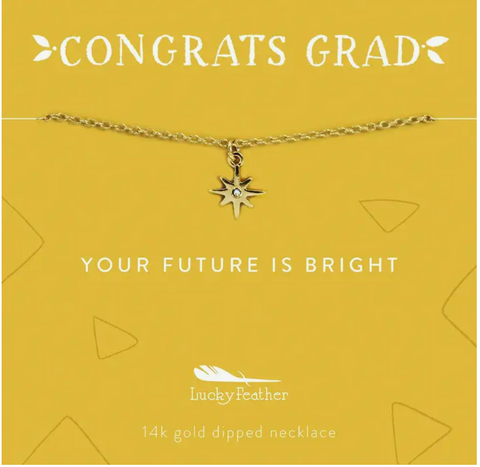 Grad Necklace - Your Future is Bright - Gold - Starburst