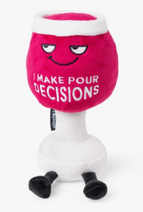 "I Make Pour Decisions" Novelty Plush Red Wine Gift