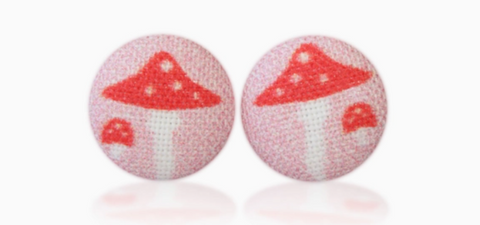 Mushroom-Pink Fabric Button Earrings