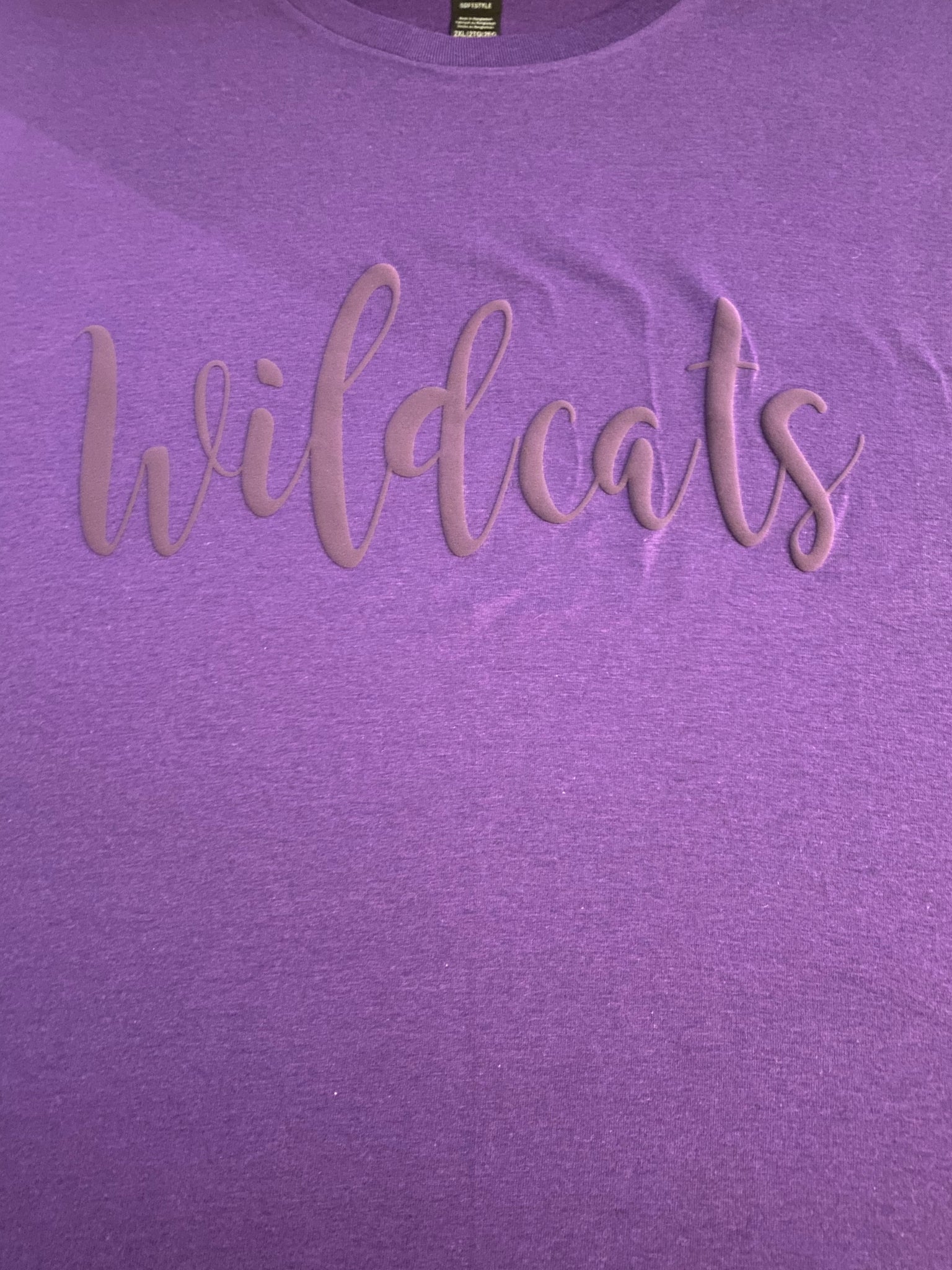 Wildcats Puff Purple on Purple Short Sleeve Shirt