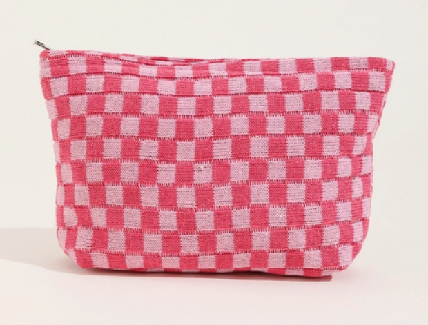 Checkered Travel Makeup Cosmetic Pouch Bag