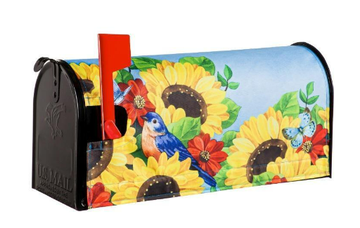 Sunflowers and Robins Mailbox Cover