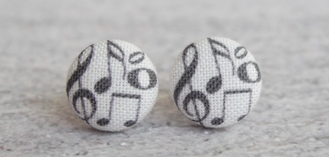 Music Fabric Button Earrings