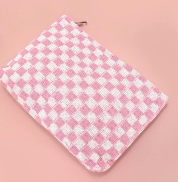 Checkered Travel Makeup Cosmetic Pouch Bag