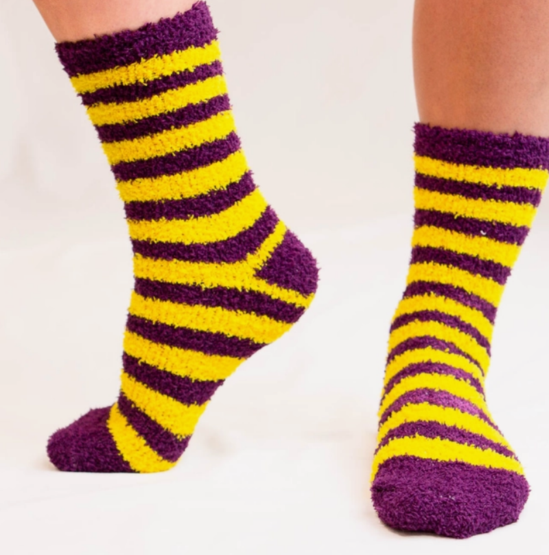 Team Stripe Cozy Socks Purple/Yellow