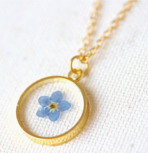 Forget Me Not Blue Flower Necklace