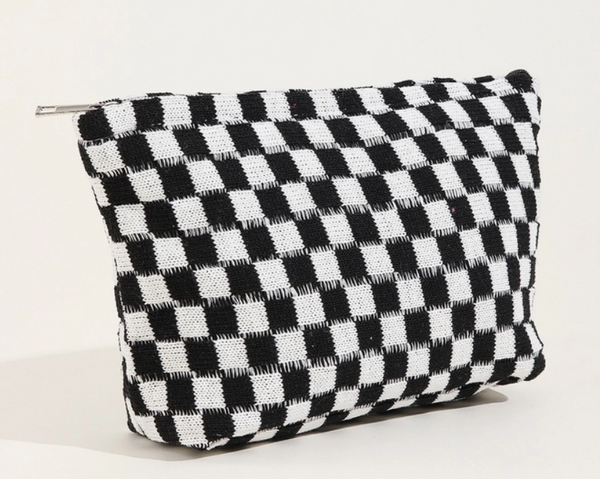 Checkered Travel Makeup Cosmetic Pouch Bag