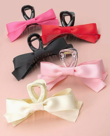 Large Silky Ribbon Bow Hair Claw Clips