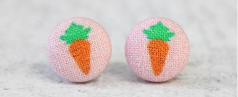 Carrot-Tiny Fabric Button Earrings