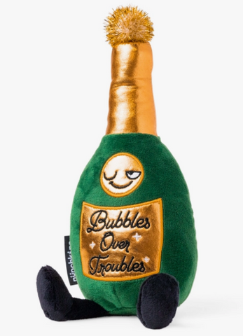 "Bubbles Over Troubles" Novelty Plush Champagne Gift