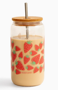 Strawberries Glass Can