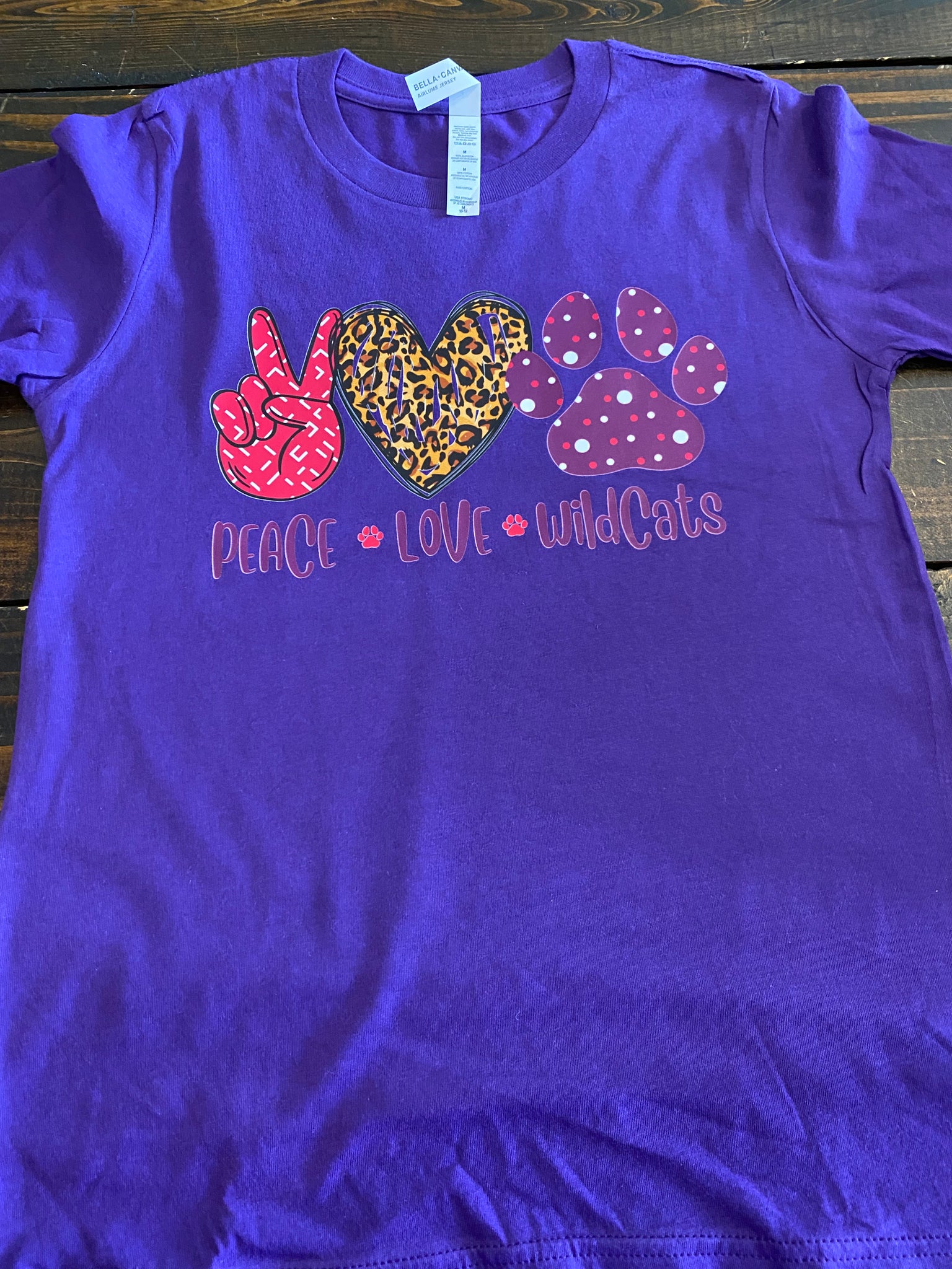 Peace Love Wildcats Short Sleeve Shirt