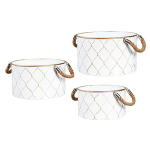 Metal Storage Buckets with Rope Handle