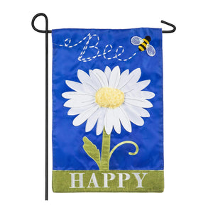 Bee Happy Daisy Garden Flag