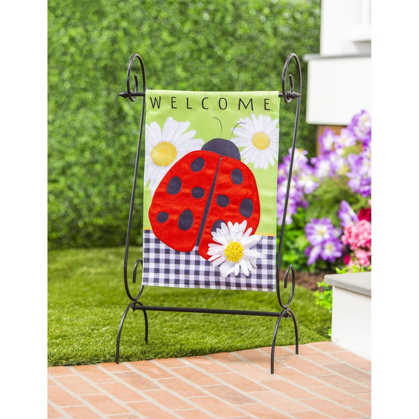 Ladybug with Checks Garden Flag