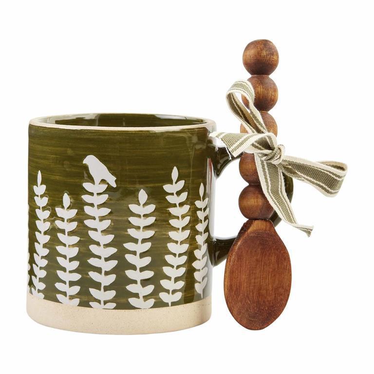 Green Leaf Mug and Spoon Set