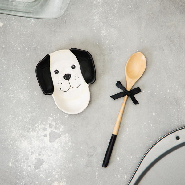 Dog Spoon Rest with Wooden Spoon Gift Set