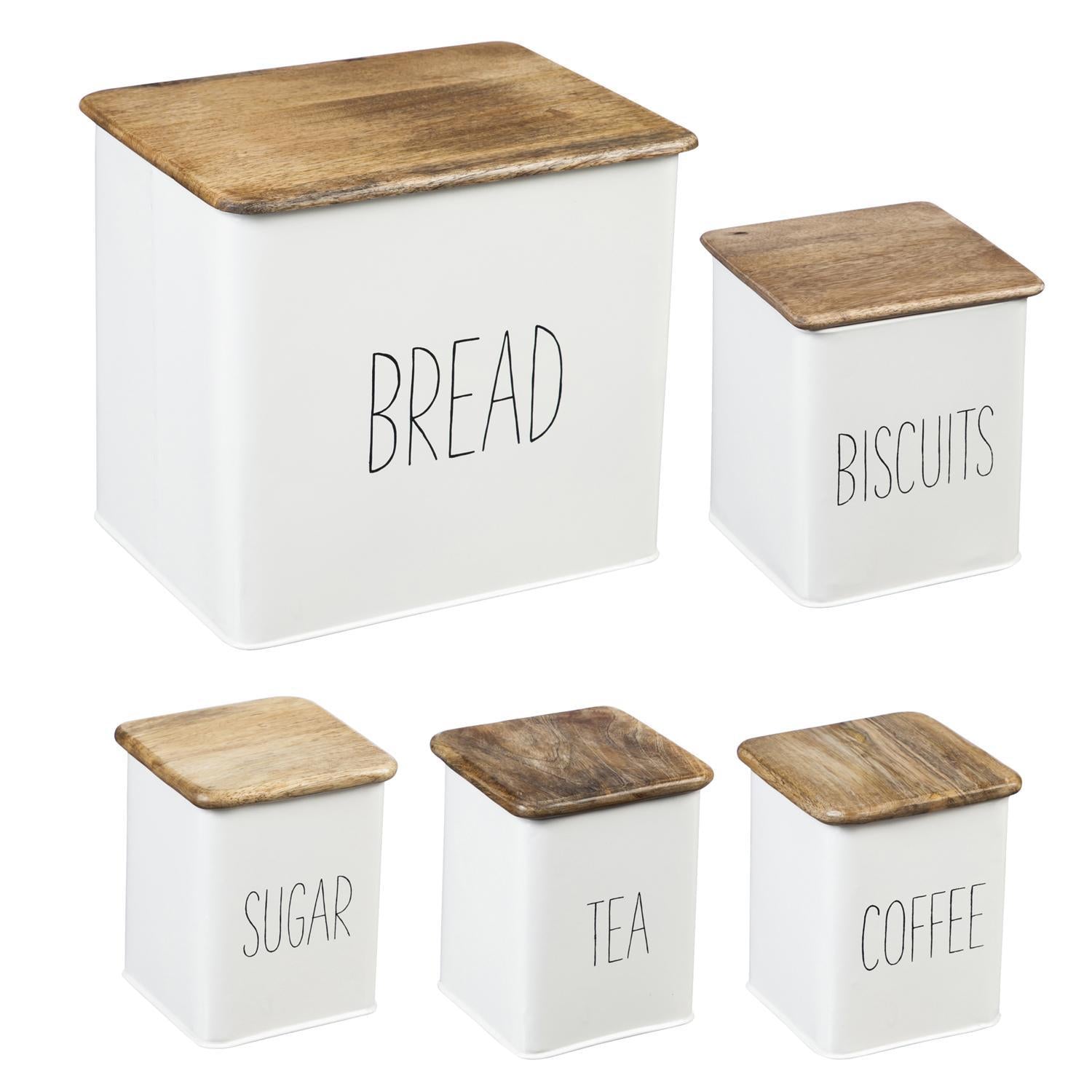 Kitchen Canisters with Wooden Top Set