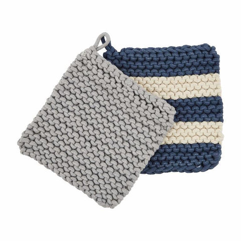 Blue Crochet Potholder Set